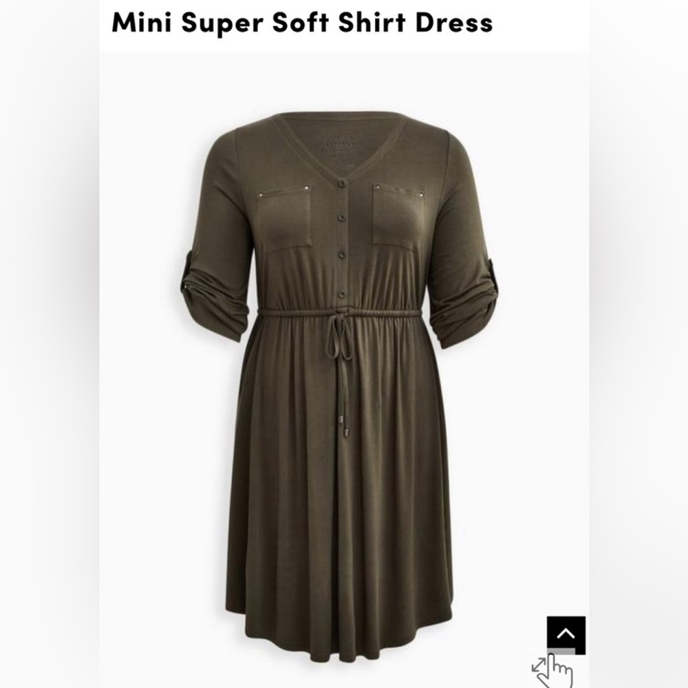 EUC torrid olive green super soft shirt dress size 1